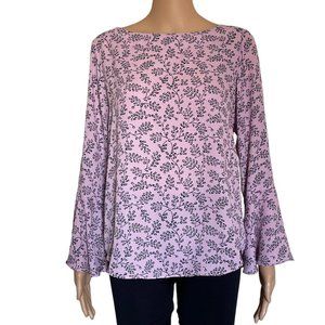 Ann Taylor Peasant Blouse Top Purple Floral Long Sleeve Woman’s Size XS
